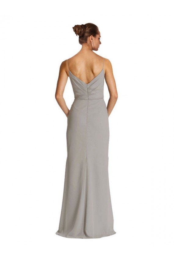 Cheapest Long Chiffon A-Line Bridesmaid Dress with Criss-Cross Draped Bodice UK