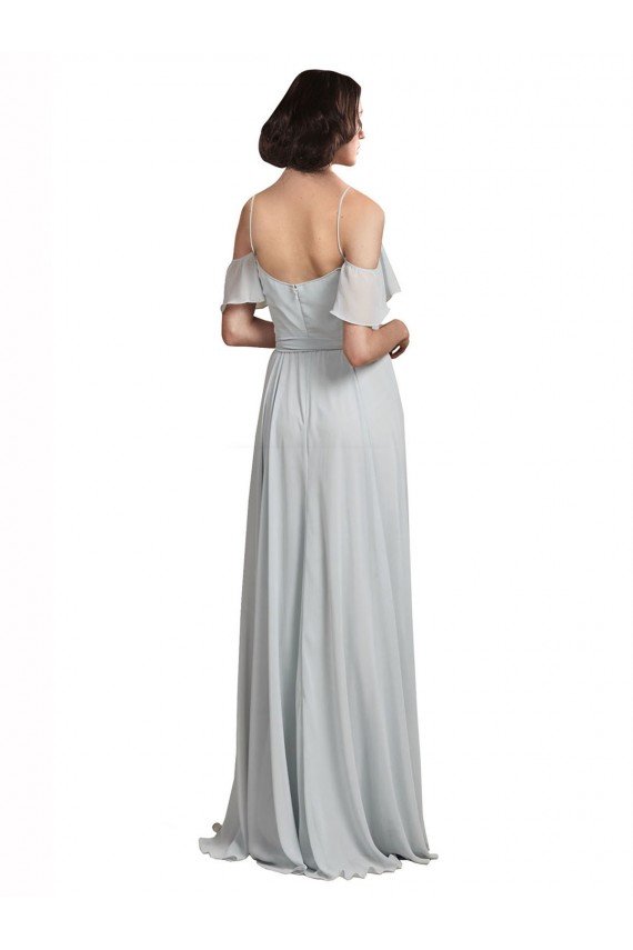 Cheapest Off the Shoulder Spaghetti Strap Long Chiffon Bridesmaids Dress UK