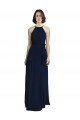 Cheapest High Neckline Floor Length Chiffon Bridesmaid Dress with Belt UK