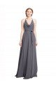 Cheapest Spaghetti Strap Long Chiffon Bridesmaids Dress with Halter Cowl Neck UK