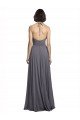 Cheapest Spaghetti Strap Long Chiffon Bridesmaids Dress with Halter Cowl Neck UK