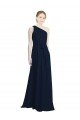 Cheapest Long Chiffon Bridesmaid Dress with One Shoulder Neckline And Belt UK