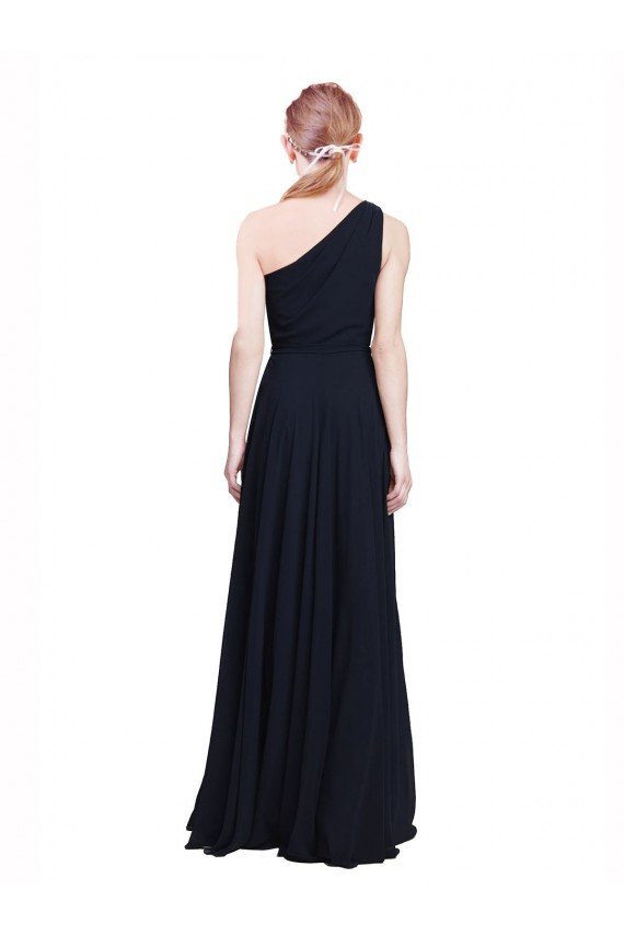 Cheapest Long Chiffon Bridesmaid Dress with One Shoulder Neckline And Belt UK