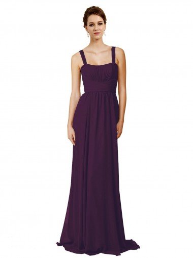 Cheapest Full Length Chiffon Bridesmaid Dress with Spaghetti Straps UK