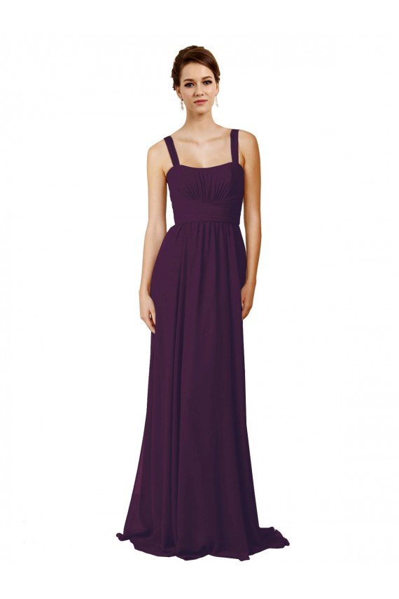Cheapest Full Length Chiffon Bridesmaid Dress with Spaghetti Straps UK