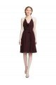 Cheapest Short Knee Length Chiffon Bridesmaids Dress with Halter Cowl Neck UK