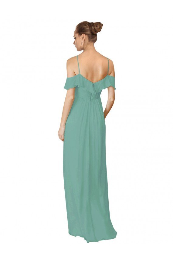 Cheapest Hand-Ruched Chiffon Bridesmaid Dress with Flutter Sleeves UK