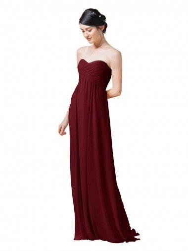 Cheapest Hand-Ruched Sweetheart Long Chiffon Bridesmaid Dress UK