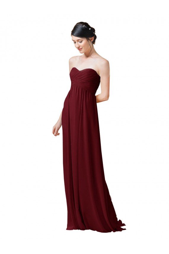Cheapest Hand-Ruched Sweetheart Long Chiffon Bridesmaid Dress UK