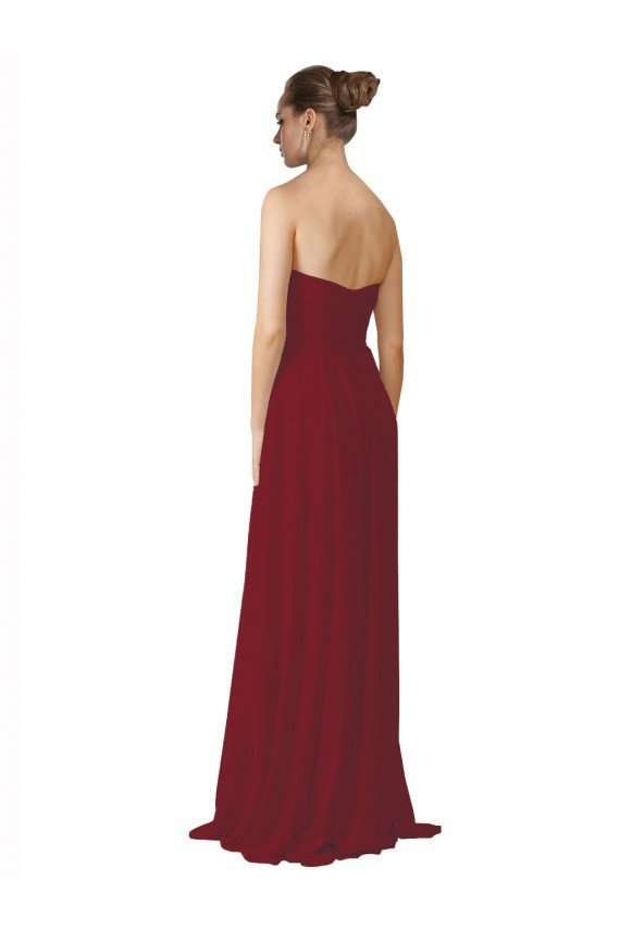 Cheapest Hand-Ruched Sweetheart Long Chiffon Bridesmaid Dress UK