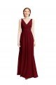 Cheapest Long Chiffon V-Neck Bridesmaids Dress with Double Strap UK