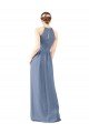 Cheapest Fitted Long High Halter Neck Chiffon Bridesmaid Dress with Keyhole Back UK