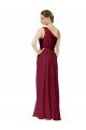 Cheapest Draped One Shoulder Long Floor Length Chiffon Bridesmaid Dress UK