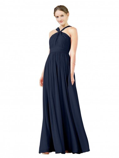 Cheapest High V-Neck Floor Length Chiffon Bridesmaid Dress UK