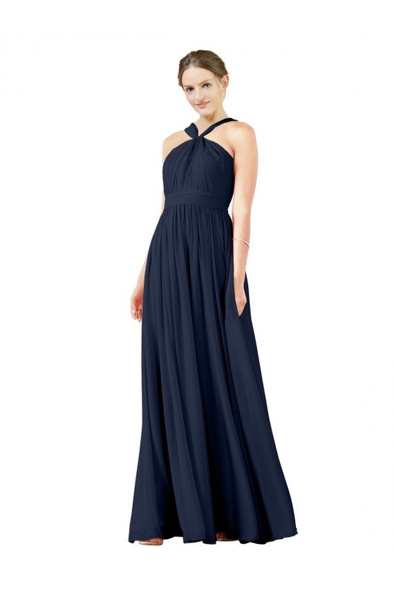Cheapest High V-Neck Floor Length Chiffon Bridesmaid Dress UK