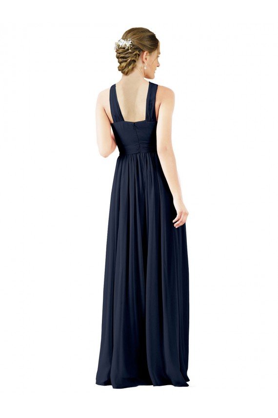 Cheapest High V-Neck Floor Length Chiffon Bridesmaid Dress UK