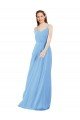 Cheapest Pleated Low Back Long V-Neck Chiffon Bridesmaid Dress with Thin Straps UK