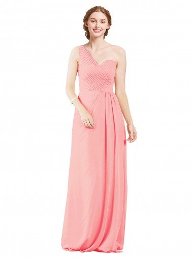 Cheapest One Shoulder Sweetheart Neckline Long Chiffon Bridesmaid Dress UK