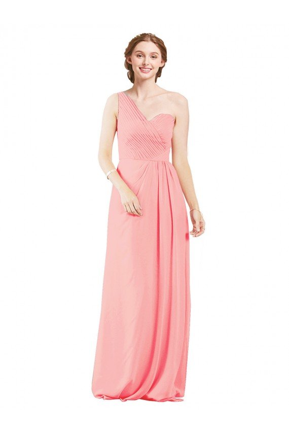 Cheapest One Shoulder Sweetheart Neckline Long Chiffon Bridesmaid Dress UK