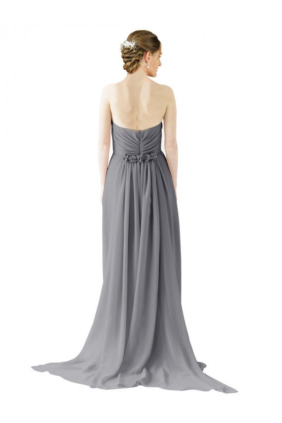 Cheapest Long Chiffon Bridesmaid Dress with Sweetheart Neckline and Flowing Back UK