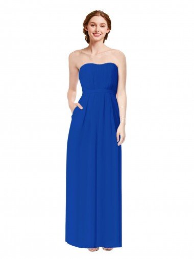 Cheapest Strapless Sweetheart Keyhole Back Long Chiffon Bridesmaid Dress UK