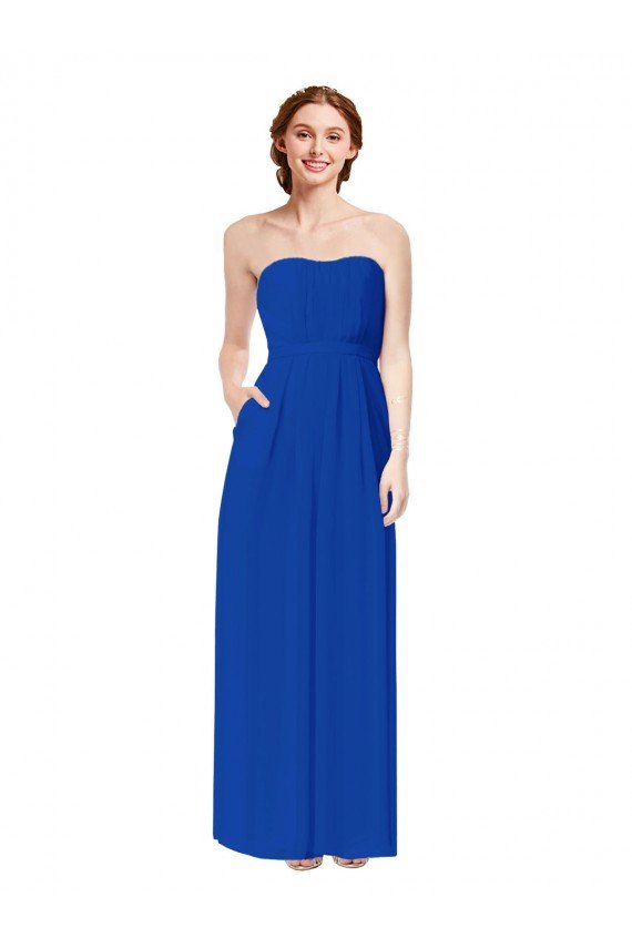 Cheapest Strapless Sweetheart Keyhole Back Long Chiffon Bridesmaid Dress UK
