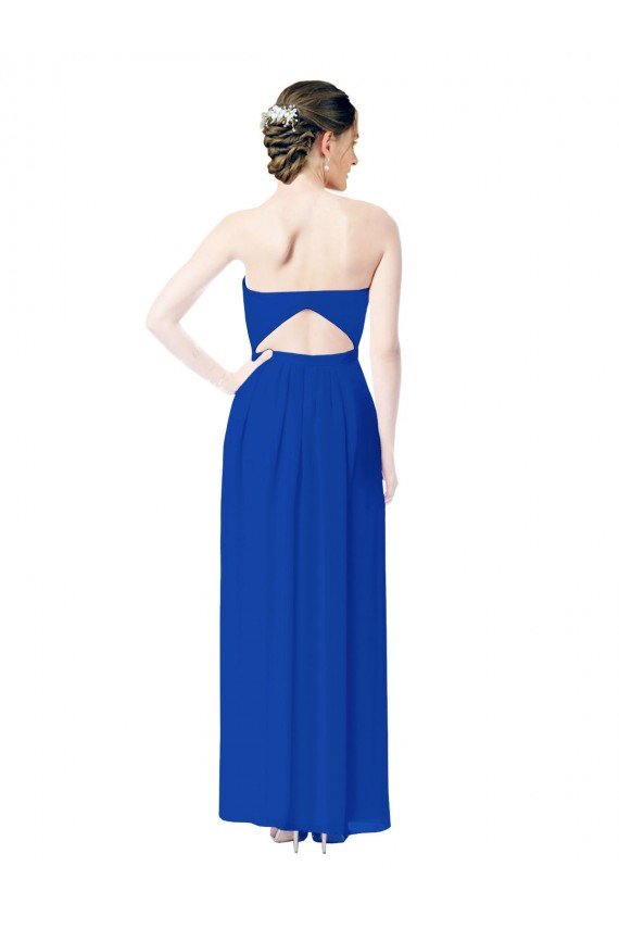 Cheapest Strapless Sweetheart Keyhole Back Long Chiffon Bridesmaid Dress UK