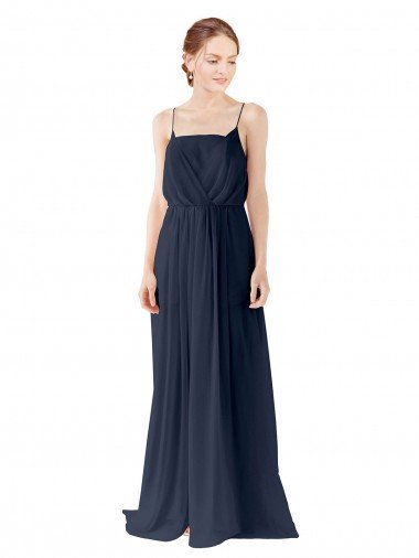 Cheapest Spaghetti Straps Open Back Long Chiffon Bridesmaid Dress UK