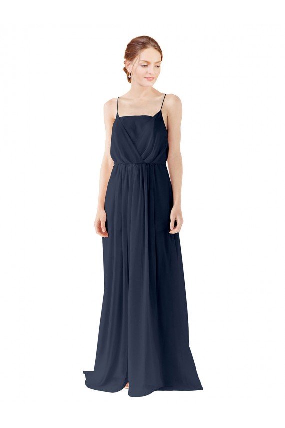 Cheapest Spaghetti Straps Open Back Long Chiffon Bridesmaid Dress UK