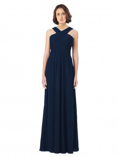 Cheapest Long Chiffon Bridesmaid Dress V-Neck Top UK