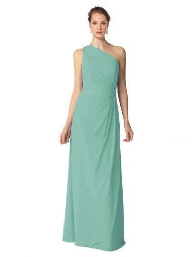 Cheapest Long Chiffon One Shoulder Full Length Bridesmaid Dress UK