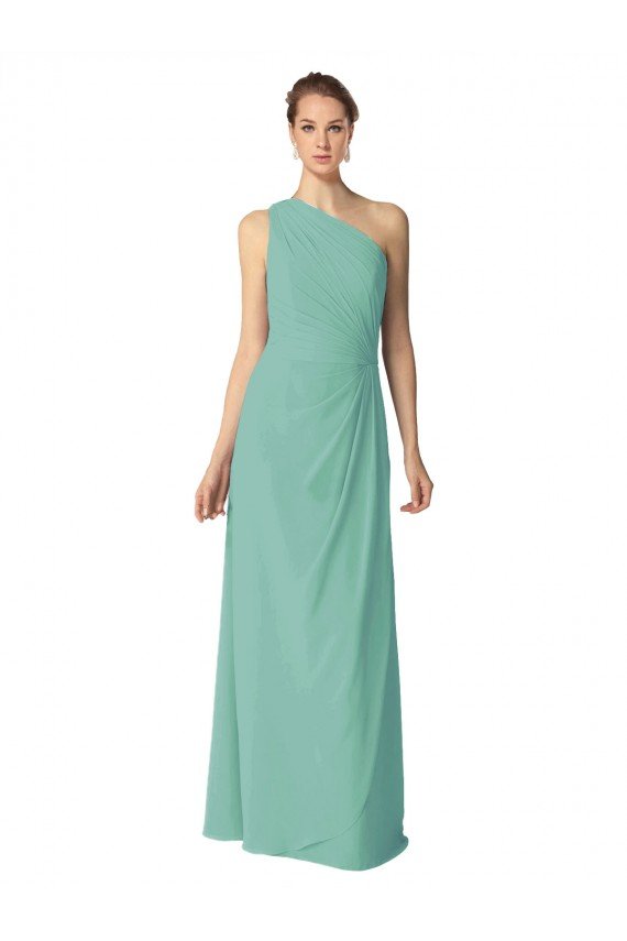 Cheapest Long Chiffon One Shoulder Full Length Bridesmaid Dress UK
