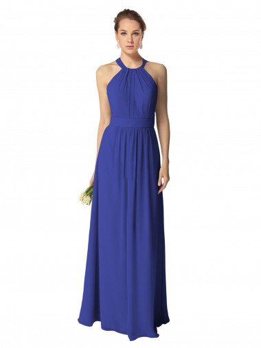 Cheapest Long Full Length Chiffon Halter Bridesmaid Dress UK