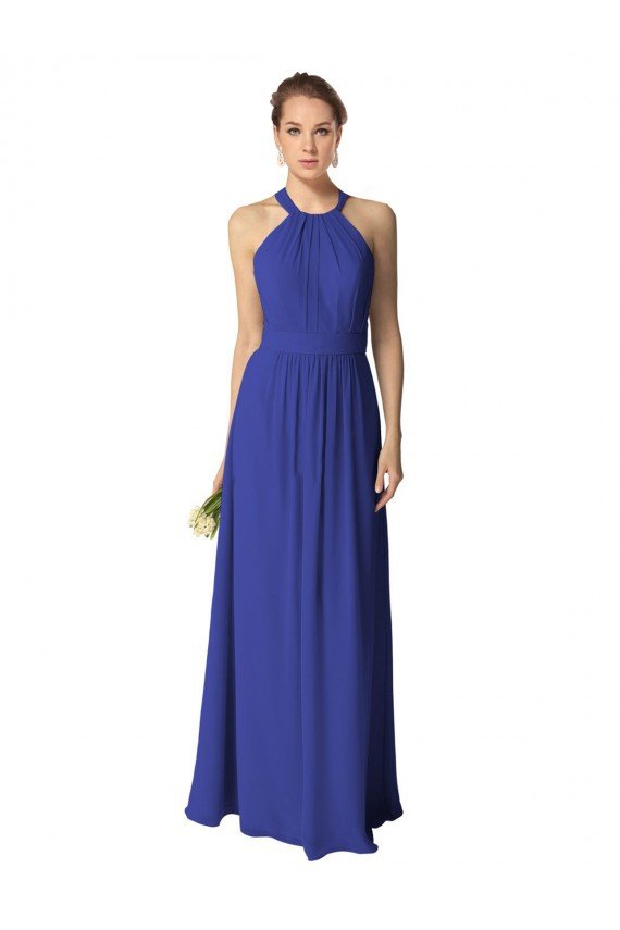 Cheapest Long Full Length Chiffon Halter Bridesmaid Dress UK