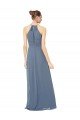 Cheapest Spaghetti Strap Long Chiffon Halter A-Line Bridesmaid Dress UK