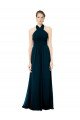 Cheapest Keyhole Back Long Chiffon Halter Dress with Halter Straps Cross Neck UK