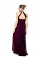 Cheapest Keyhole Back Long Chiffon Halter Dress with Halter Straps Cross Neck UK