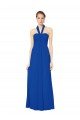 Cheapest Sleeveless Long Chiffon Empire Gown with Pleated Halter Straps UK