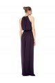 Cheapest High Neck Long Chiffon Halter Bridesmaid Dress with Drape Chiffon Overlay UK