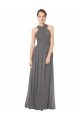 Cheapest Long Chiffon Halter Bridesmaid Dress Keyhole Back UK