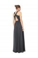 Cheapest Long Chiffon Halter Bridesmaid Dress Keyhole Back UK