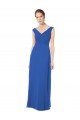 Cheapest Long Chiffon Strapless Bridesmaid Dress with Wide Front and Back V-Neckline UK