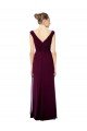 Cheapest Long Chiffon Strapless Bridesmaid Dress with Wide Front and Back V-Neckline UK