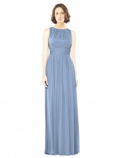 Cheapest Open Keyhole Back Bateau Neck Chiffon Bridesmaid Dress UK