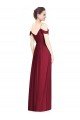 Cheapest Off the Shoulder Long Chiffon Bridesmaid Dress with Pleated Sleeves UK