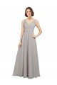 Cheapest Twist Shouder Full Chiffon Bridesmaids Dress with V-Neckline and V-Back UK