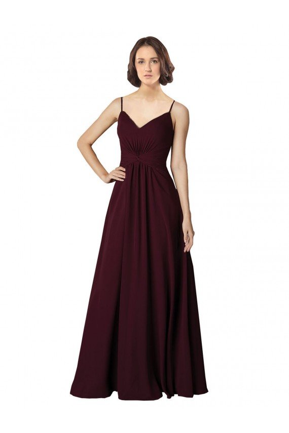 Cheapest V-Neck Chiffon Bridesmaid Dress with Twist Front Bodice UK