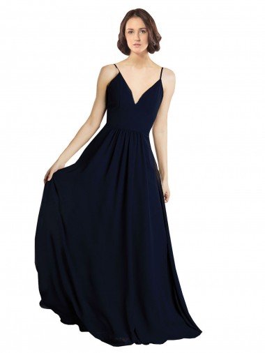 Cheapest Simple Chiffon Bridesmaid Dress with Deep V-Neckline UK