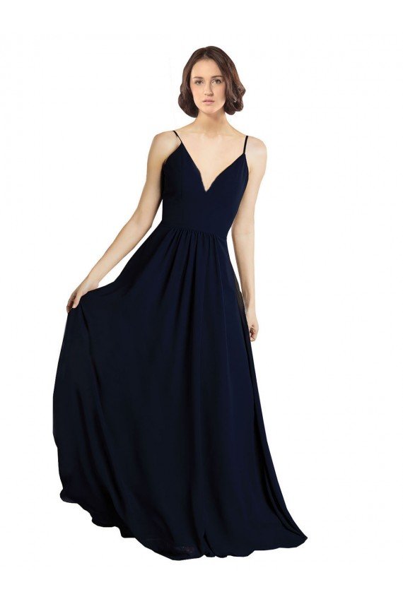 Cheapest Simple Chiffon Bridesmaid Dress with Deep V-Neckline UK