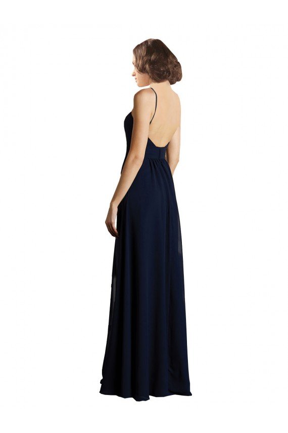 Cheapest Simple Chiffon Bridesmaid Dress with Deep V-Neckline UK